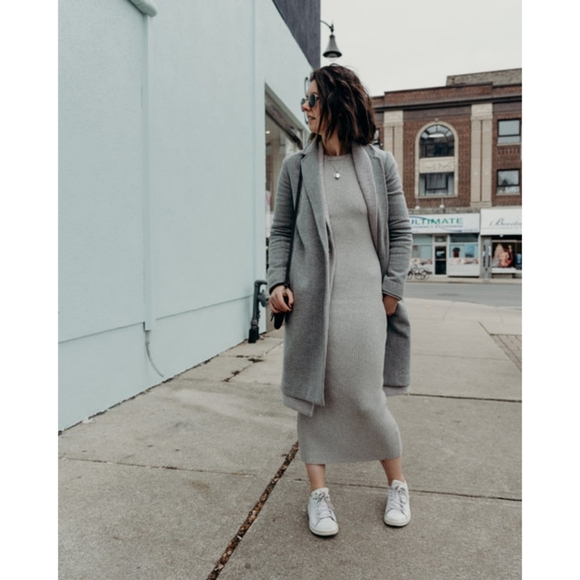 BABATON Group By Babaton Streep Sweater Dress Grey Maxi XXS 2XS Small ARITZIA - Picture 6 of 11